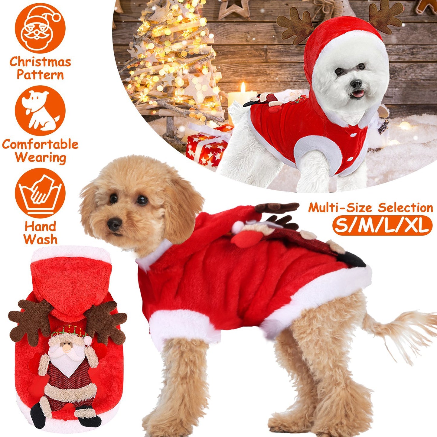 Weihnachtskostüm für Hunde & Katzen – Santa Claus / Rentier-Outfit 🎅🐾